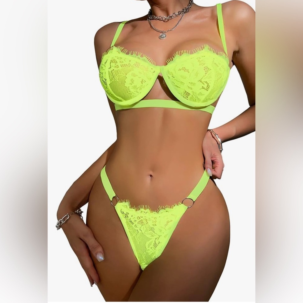 Neon Lace Lingerie Set xl